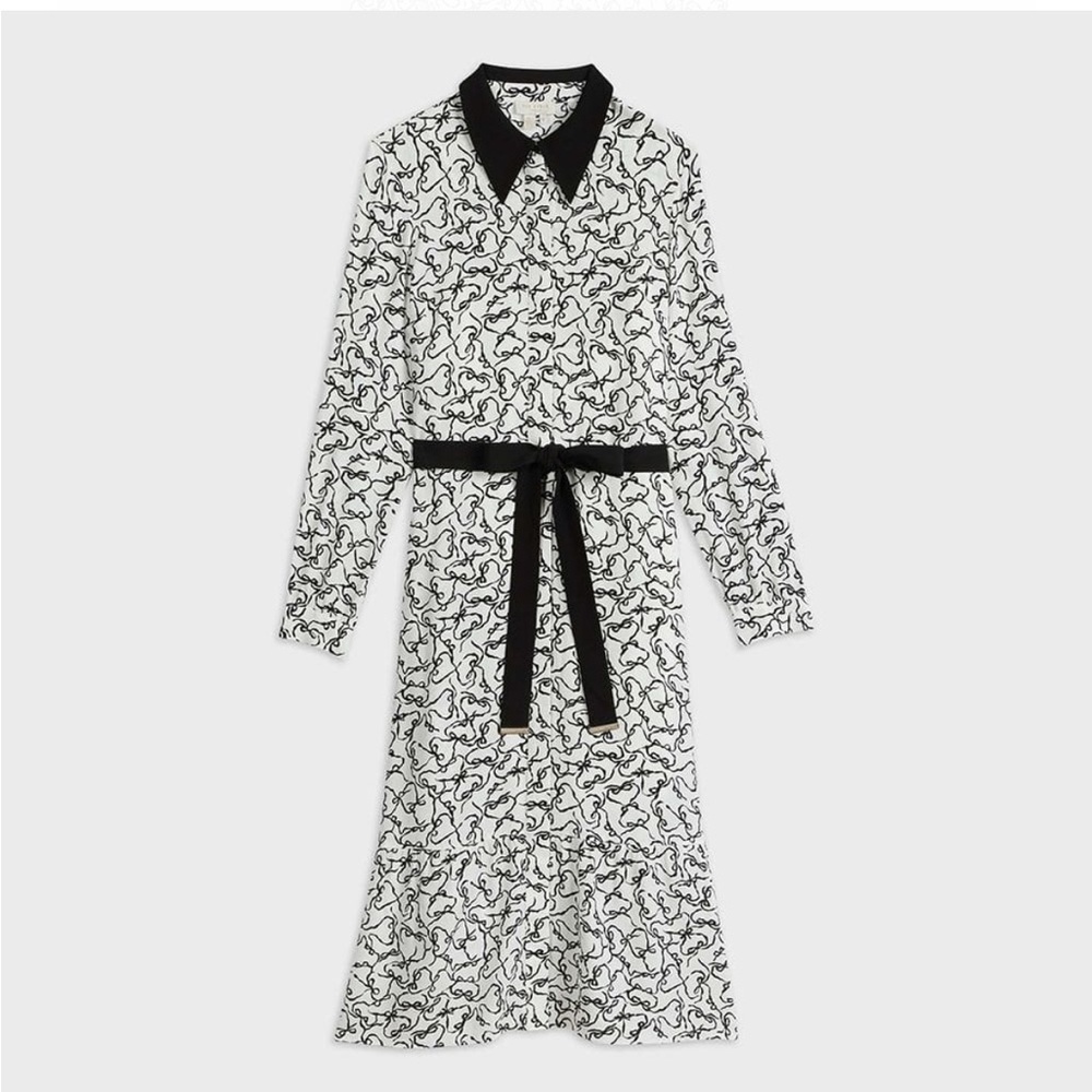 Ted Baker Silviia Metropolis Shirt Dress Black and white bow